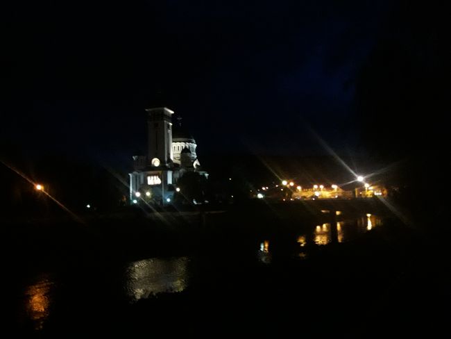 on the bank of Târnava Mare at night
