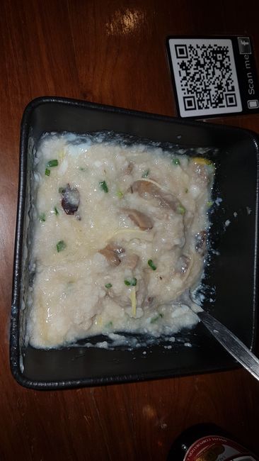 My dinner. Some kind of porridge with mushrooms. Looks weird, but it was actually delicious.