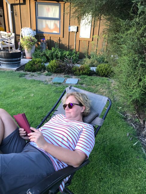 relaxing in Christine's garden