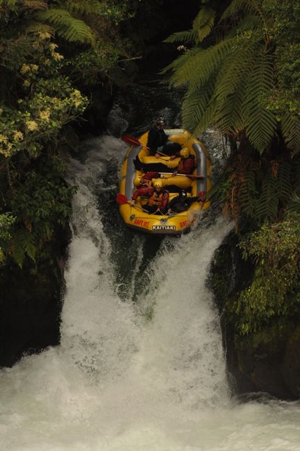 Rafting down a 7m waterfall at Kaituna river