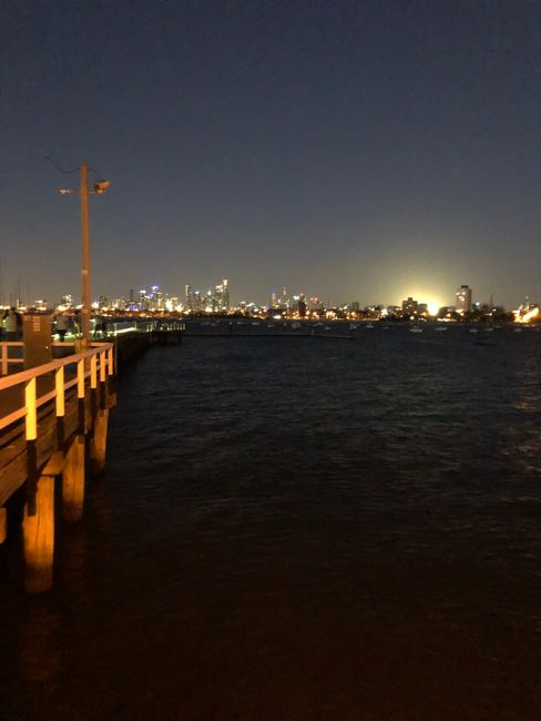 Skyline Melbourne bei Nacht 