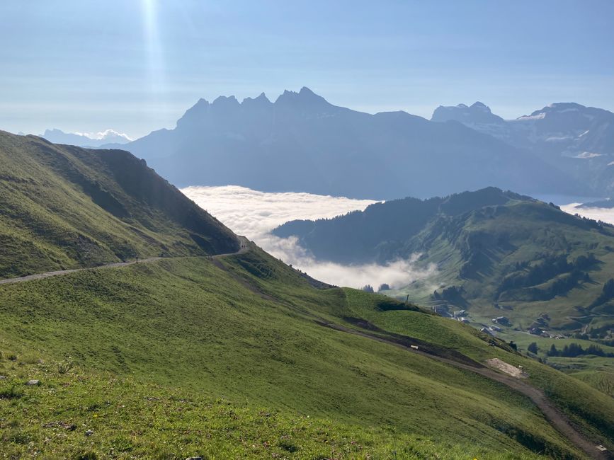 The Val d'Illiez in the fog with the Dents du Midi