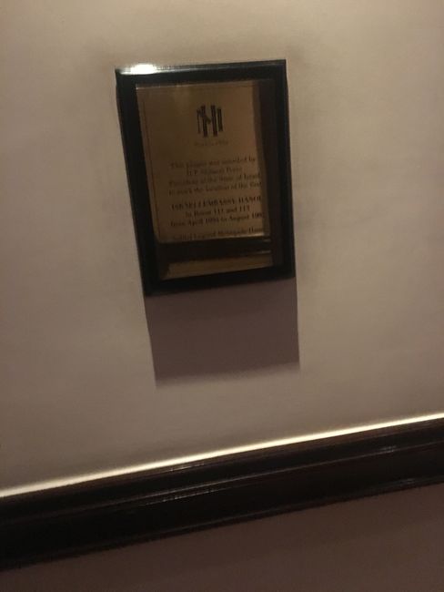 Plaque on the hotel room