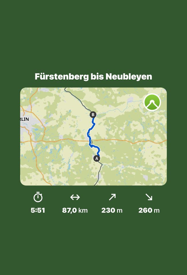Von Fürstenberg bis Neubleyen 87 km 1330 Km ( 3087 Km)