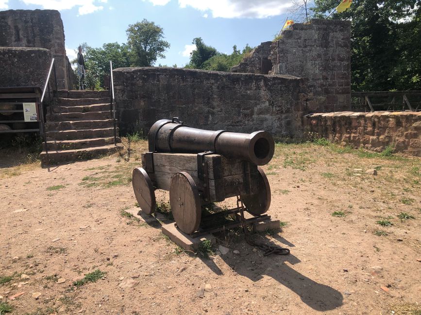 In the courtyard, there is still this cannon