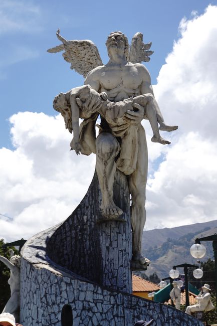 Huaraz dramatically welcomes us with this angelic statue