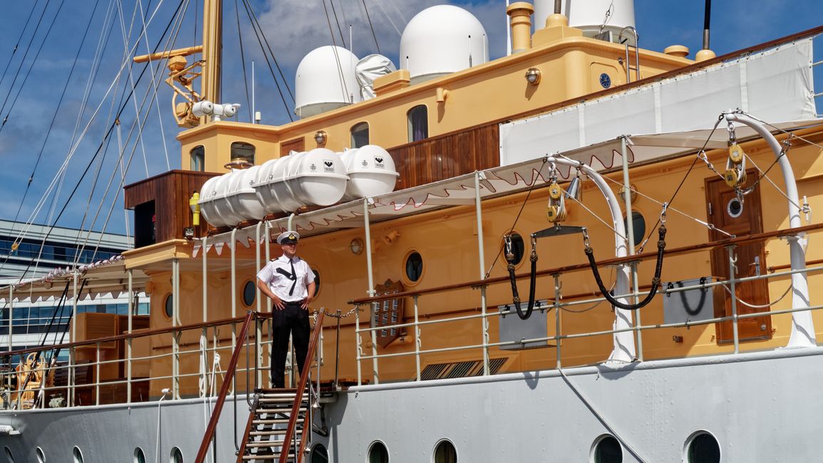 The royal yacht Dannebrog has docked