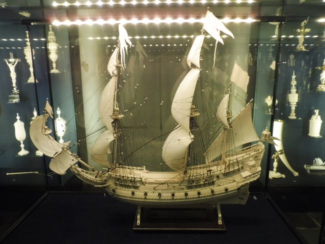Ship made of ivory and silver threads