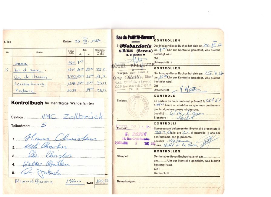 Excerpt from the logbook 1967