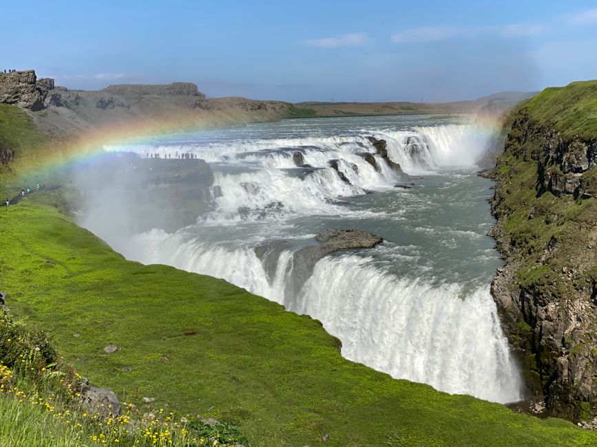 Der Gullfoss Wasserfall, einer meiner Favoriten auf Island. Noch dazu mit dem immerwährenden Regenbogen, genial!