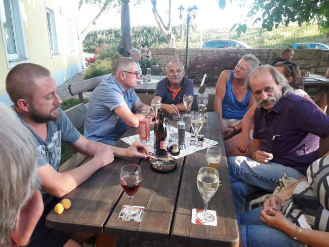 Regulars table in the beer garden of Hafenwirt