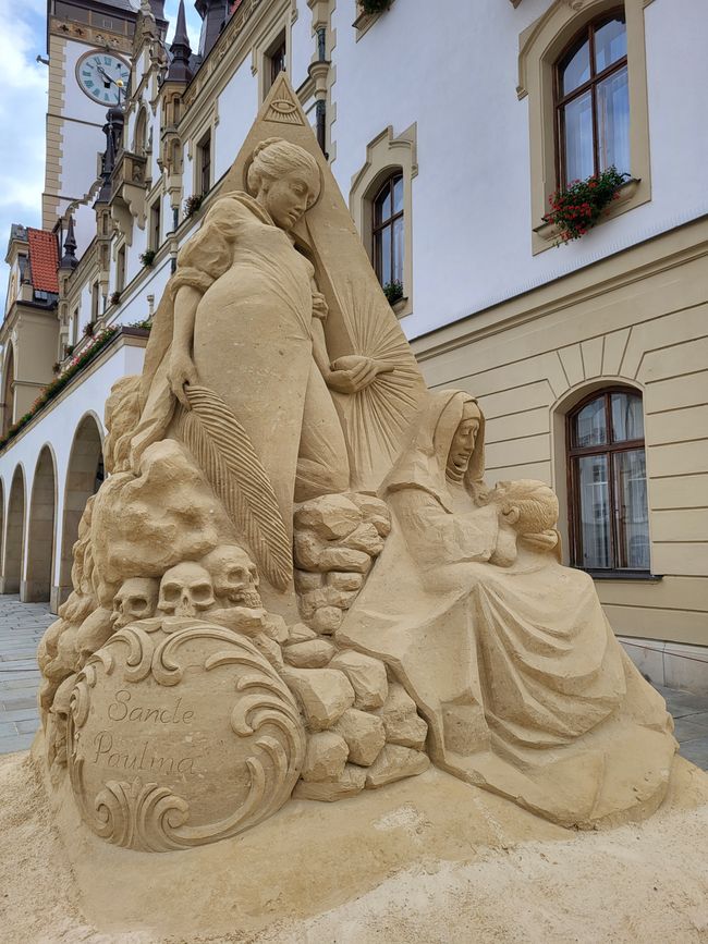 Sand sculpture in front of the Olomouc town hall