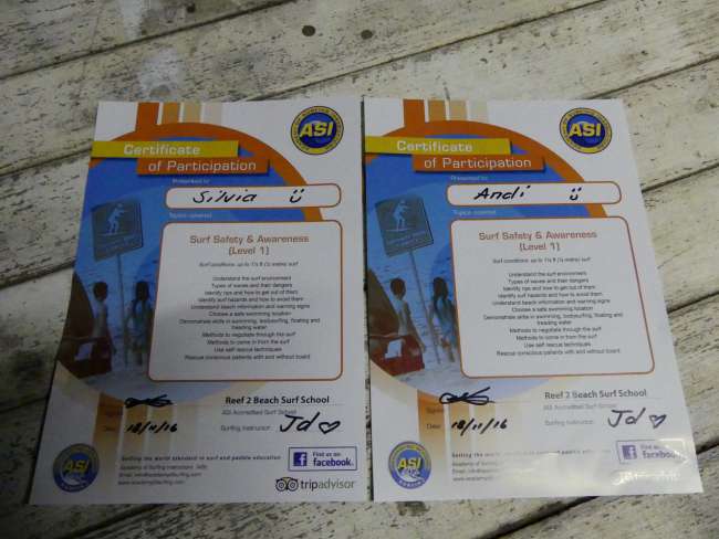 Our surfing certificates