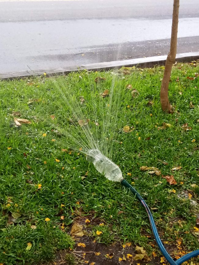 Sprinkler made from a plastic bottle