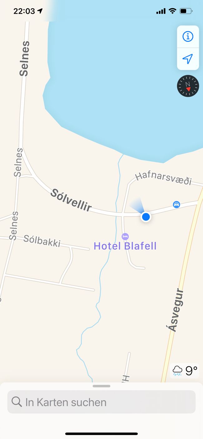 Standort des Hotels Blafell in Breida