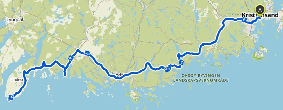 Route of the bike tour to the South Cape
