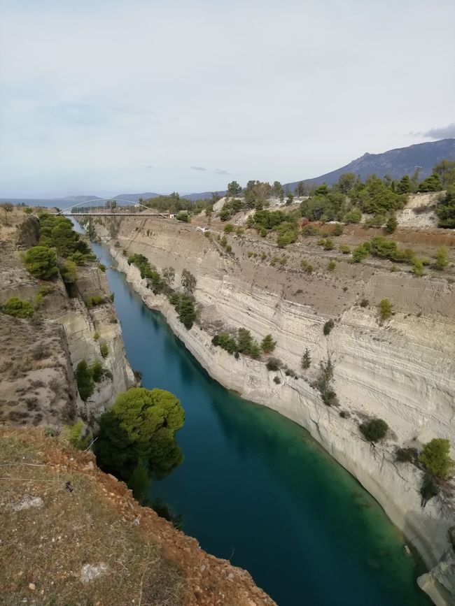 Kanal von Korinth am Isthmus von Korinth, der den Peloponnes vom Festland trennt