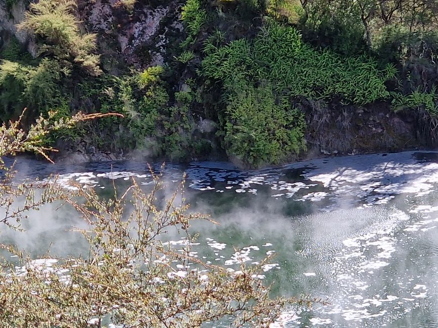 The river is also bubbling and steaming