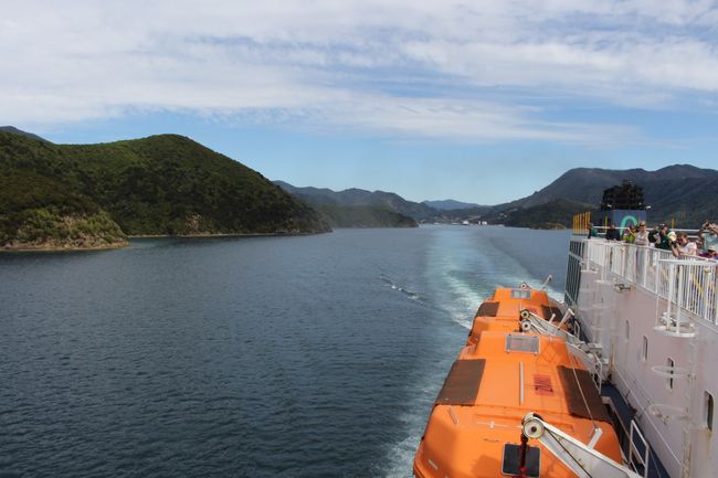 Interislander ferry - View back to Picton (Marlborough Sounds)