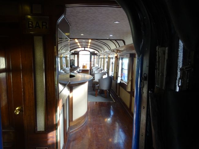 Bar/Lounge car on the train from Cusco to Puno