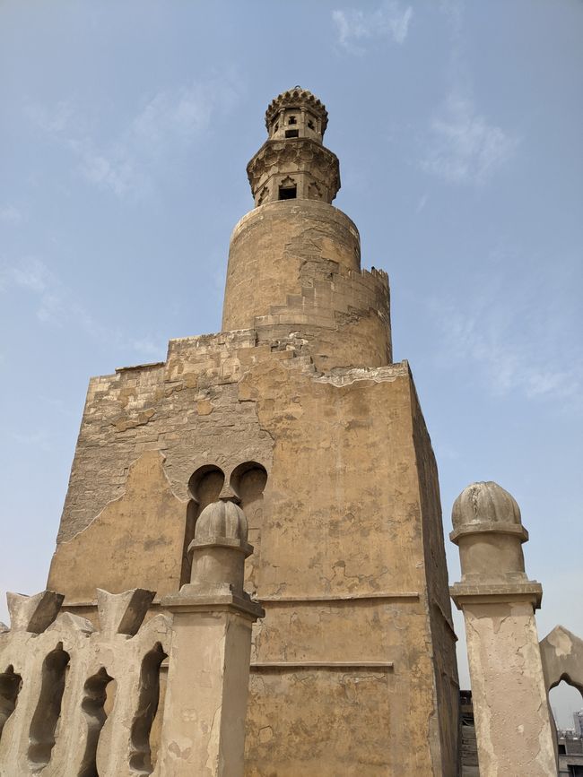 Minaret with spiral staircase at the Ibn Tulun Mosque