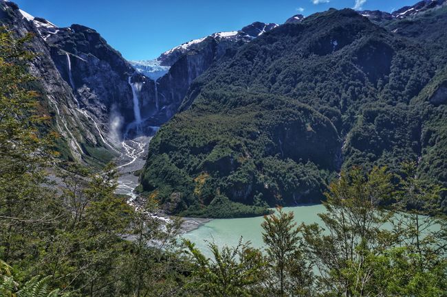 Glacier, waterfall, and lake: A unity