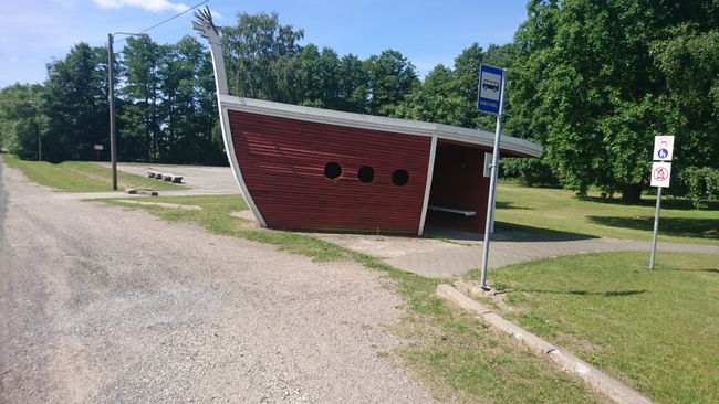 Bus stop on the Baltic Sea in Estonia