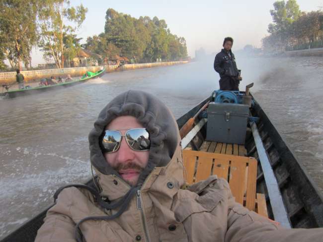 Very cold in the morning on Inle Lake