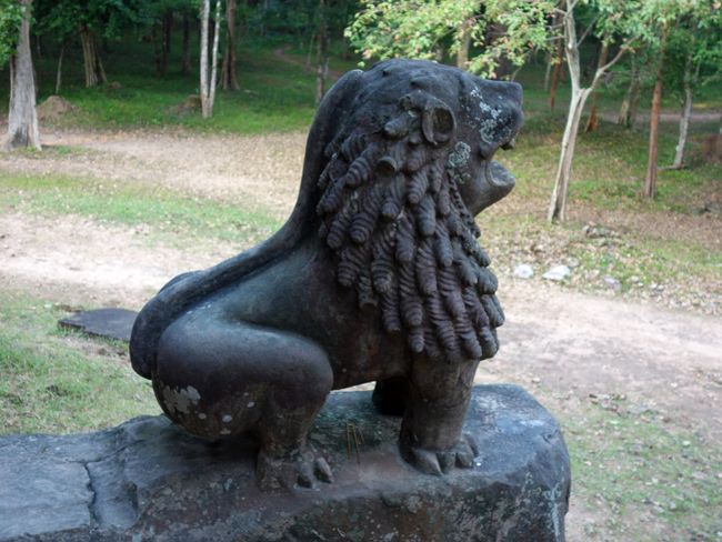 Lion at the entrance of Prasat Tao (destroyed by the Khmer Rouge, now wonderfully restored)