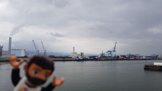 Im Hafen von Dublin ist das Wetter ausnahmsweise ezwas schlechter