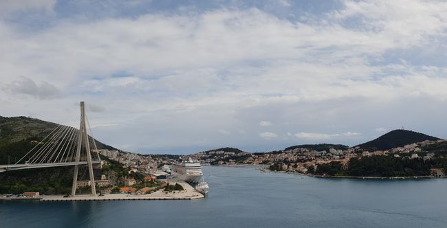 The 'new' Dubrovnik - the old town stands out clearly