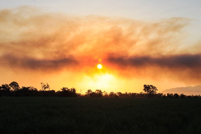 Smoky sunset on the East Coast - thanks to some small bushfires