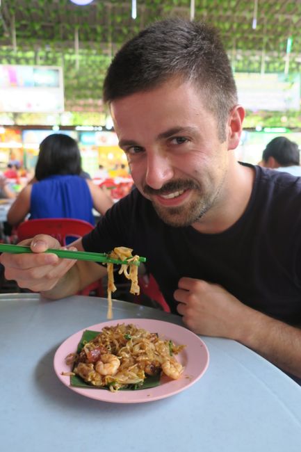 Char kway teow - Reisnudeln mit Shrimps und Sprossen 