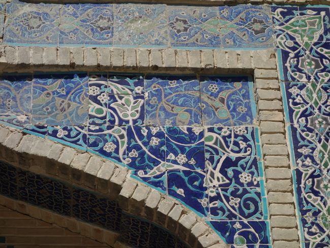 Detail: the pale tiles with the delicate pattern are old
