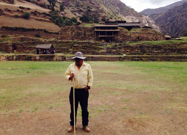 Our tour guide in front of the ruins of Chavín