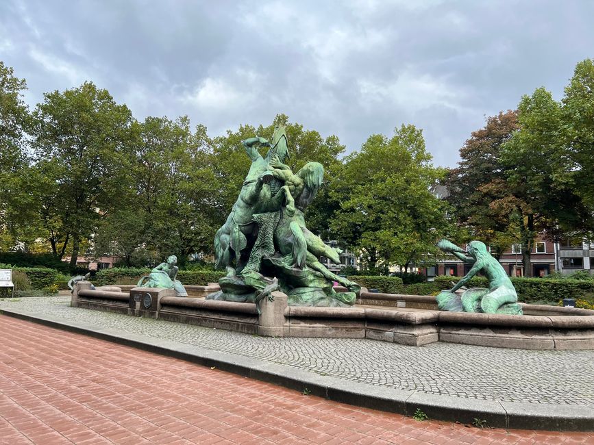 Stuhlmann fountain in the park at Republic Square