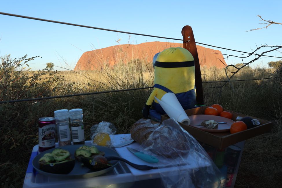Sunset picnic at Uluru with Stuart