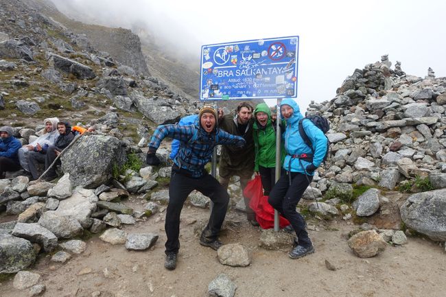 At the Salkantay Pass, the highest point of the trek