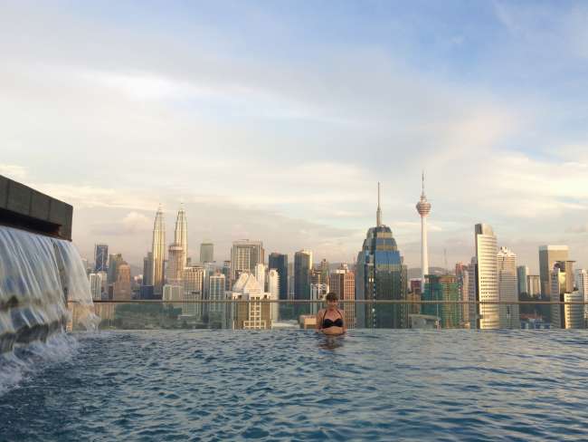 Swimming pool on the 37th floor with a view of KL
