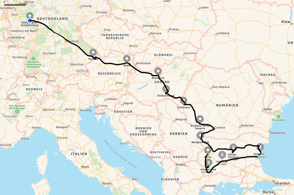the entire route to Sofia