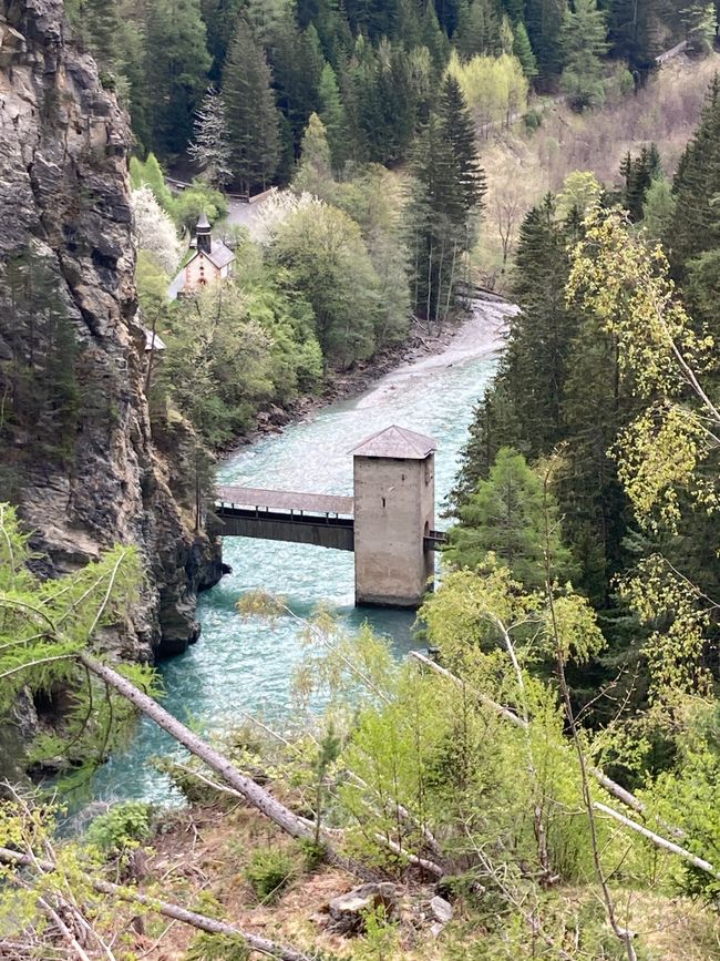 Altfinstermünz, Grenze zwischen Tirol und Graubünden an der Via Claudia