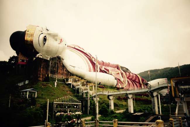 Great water slide right next to the Buddha