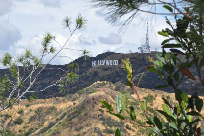Hollywood e uma vista de Los Angeles