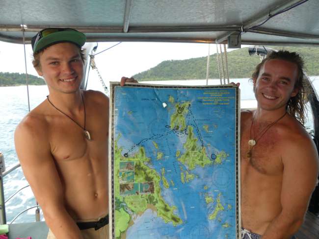 Jed and Jack with the map showing our route