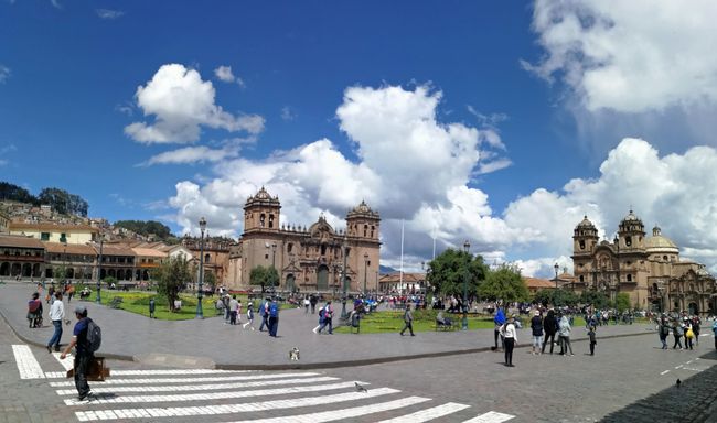 The 7-colored 'Wiphala' flag, a symbol of the former Inca capital, flies everywhere in Cusco.