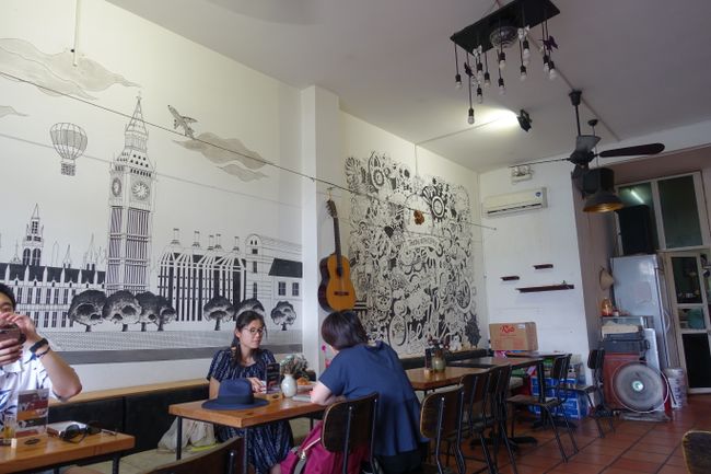 creative wall paintings in the cafe