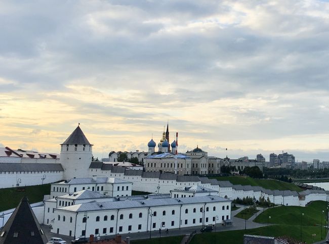 The white Kremlin seen from the rooftop terrace of the hotel.
