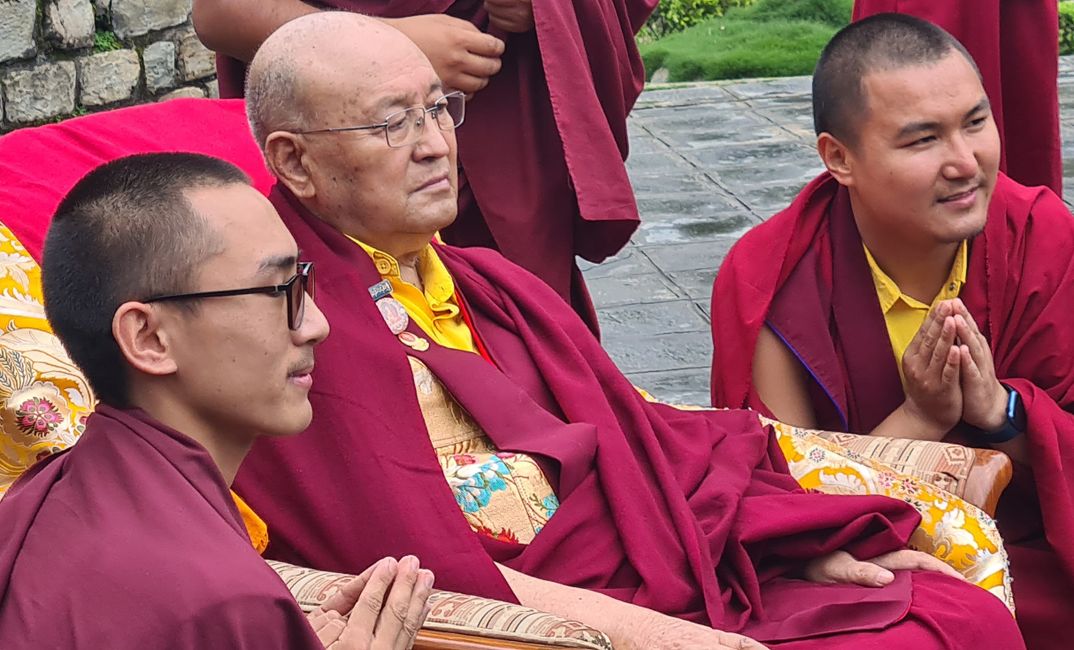 On the last day in Rinchen Palri, my teacher Sonam Jorphel Rinpoche gives a speech and then poses for a photoshoot