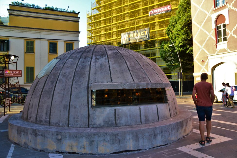 Bunkers can still be found in the city center of Tirana.