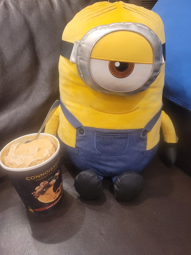 Stuart enjoys some cafe ice-cream
